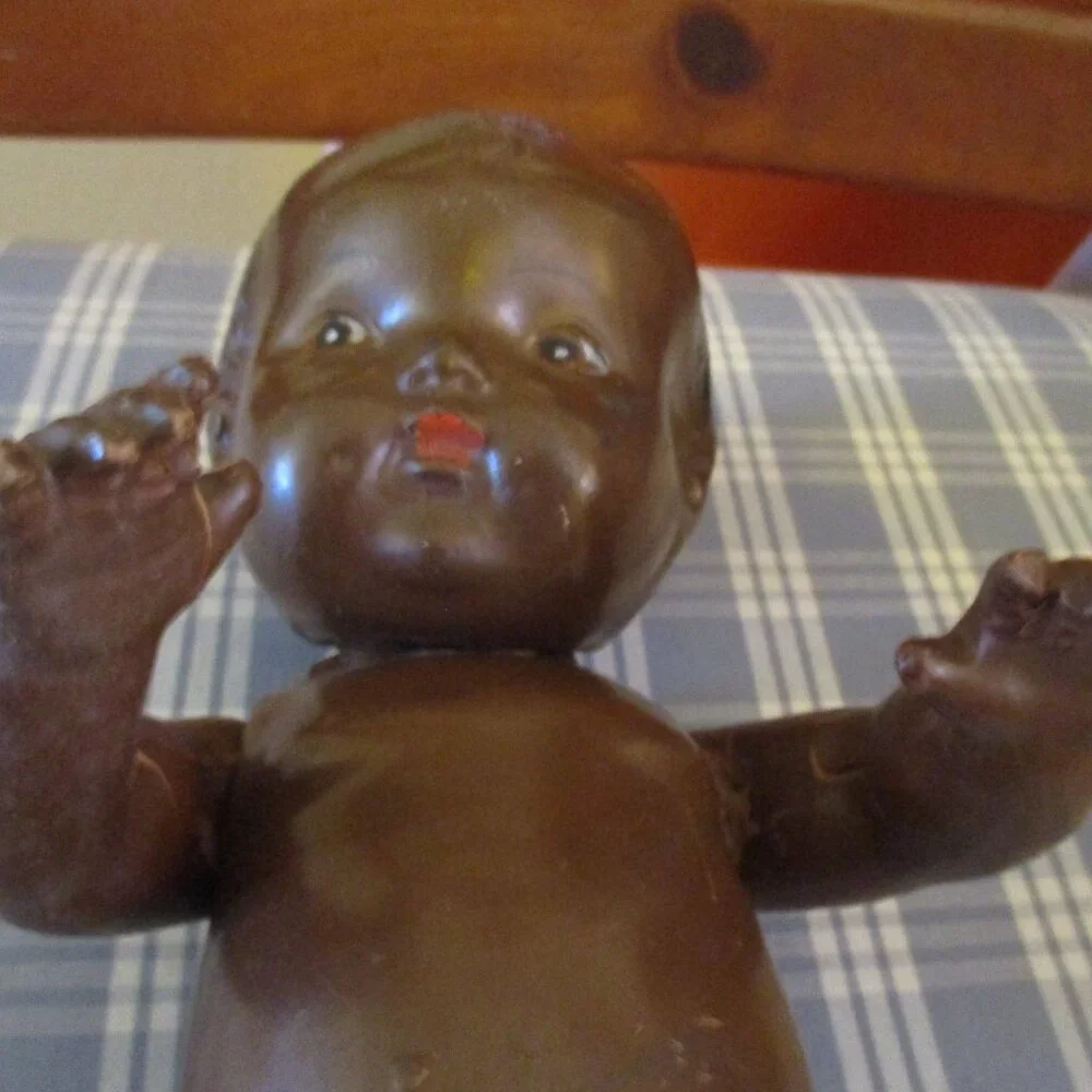 VTG 11" Black baby boy composition Doll, w/jointed limbs doll 1930's. TLC - Picture 8 of 11